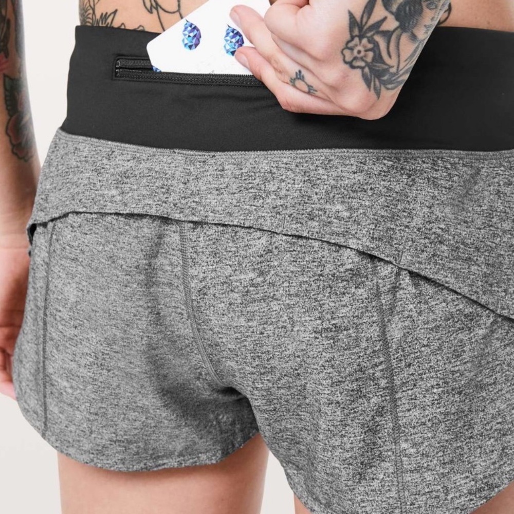 Lululemon Speed Up Short 2.5” Heather Lux Multi Black/Black Size 6 Rare Low Rise - Picture 4 of 8